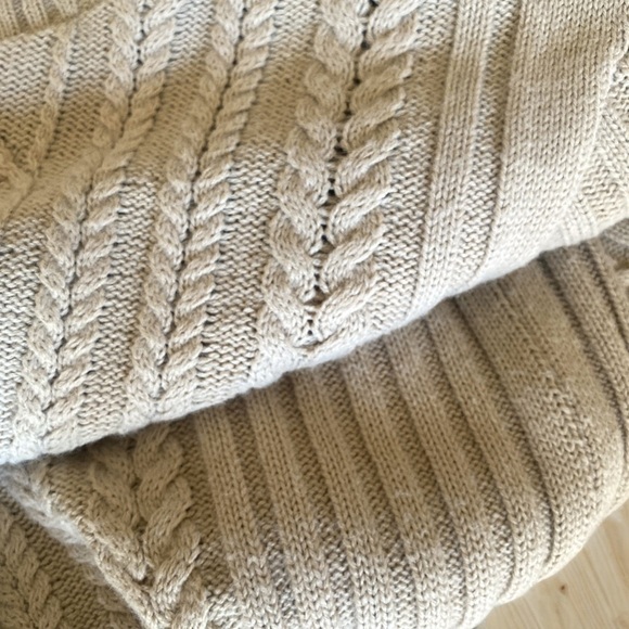 ASOS Cable Knit Turtleneck Cardigan Medium Tan Chunky Minimalist Cottage… - Picture 9 of 12